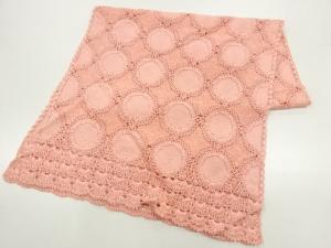 リボン刺繍　亀甲に花模様ショール